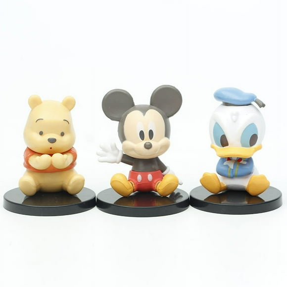 3Pcs/Set 6cm Disney Mickey Mouse And Donald Duck Pooh Bear Edward Pooh Q Version PVC Action Figures Model Toys Kids Gifts