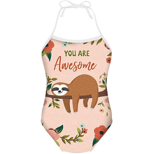 Girls One Piece Swimsuit All Over Print Novelty Swimwear Bathing Suits 3-10 Years