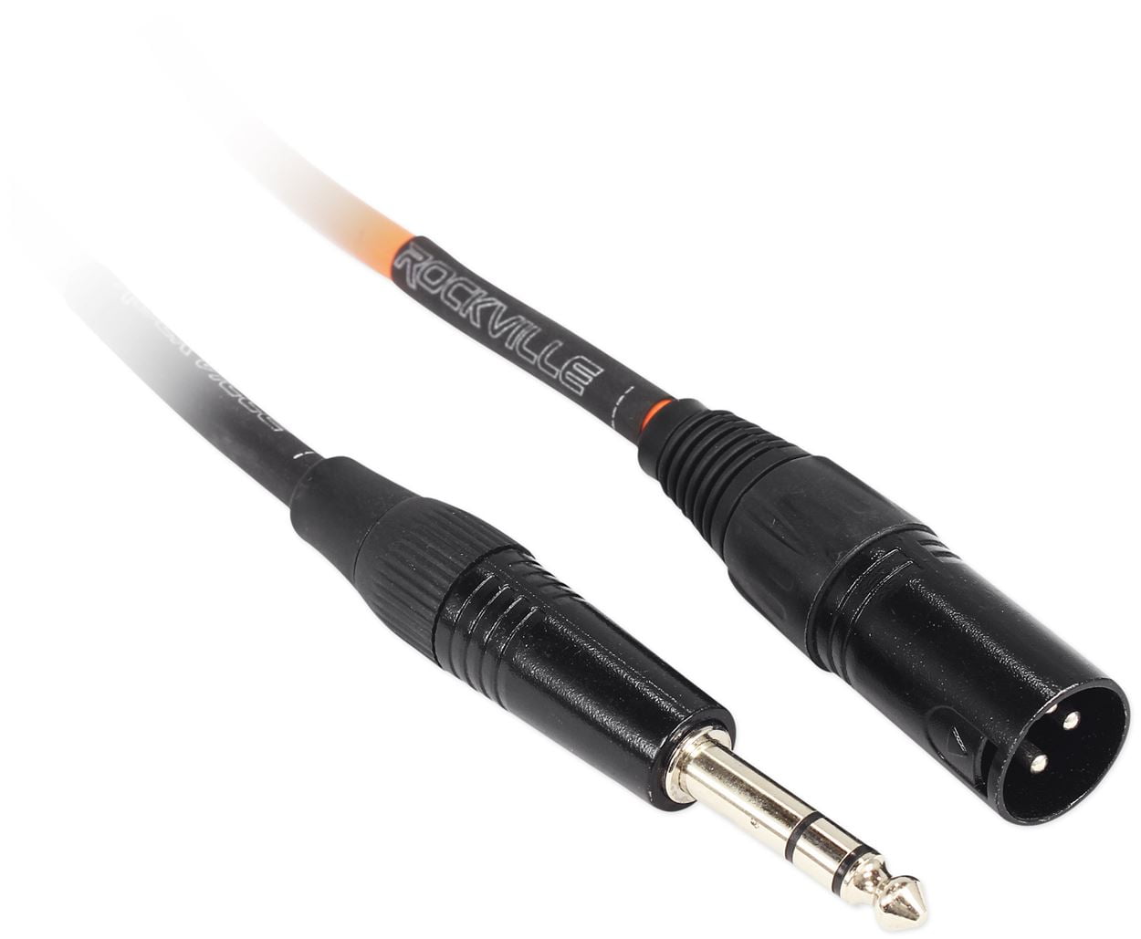 2 Rockville RCXMB20-O Orange 20' Male REAN XLR to 1/4'' TRS Balanced Cables