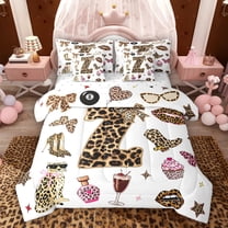 Feelyou Teens Leopard Print Twin Bedding Sets 7-Piece, Monogrammed Z Bedding Comforter Set