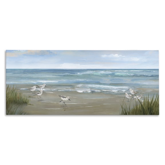 Stupell Industries Traditional Sandpiper View on Beach Canvas Art, 24 x 10, by Nan