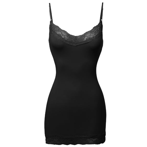 FashionOutfit Women's Basic Lace Trim Cami Top