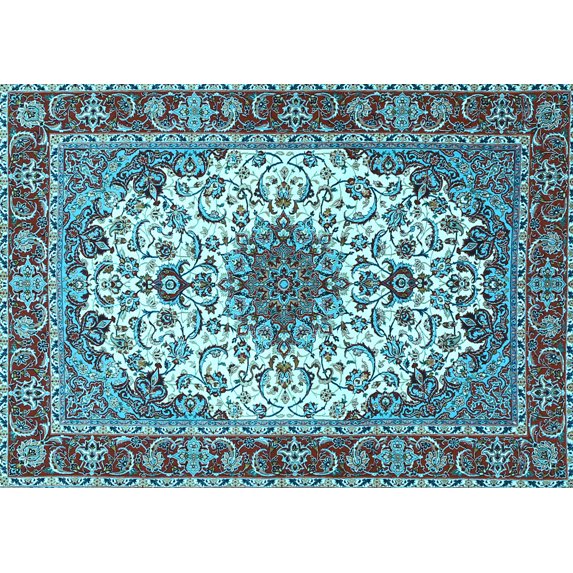 Ahgly Company Indoor Rectangle Persian Light Blue Traditional Area Rugs, 6' x 9'