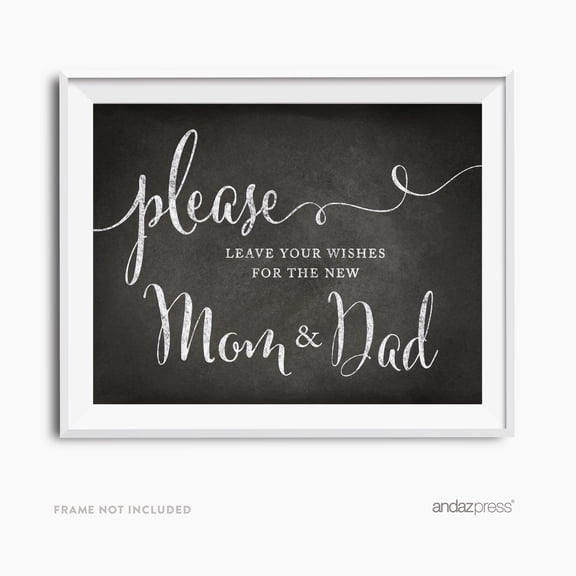 Koyal Wholesale Vintage Chalkboard “Leave Wishes for New Mom & Dad” Baby Shower Sign 8.5x11