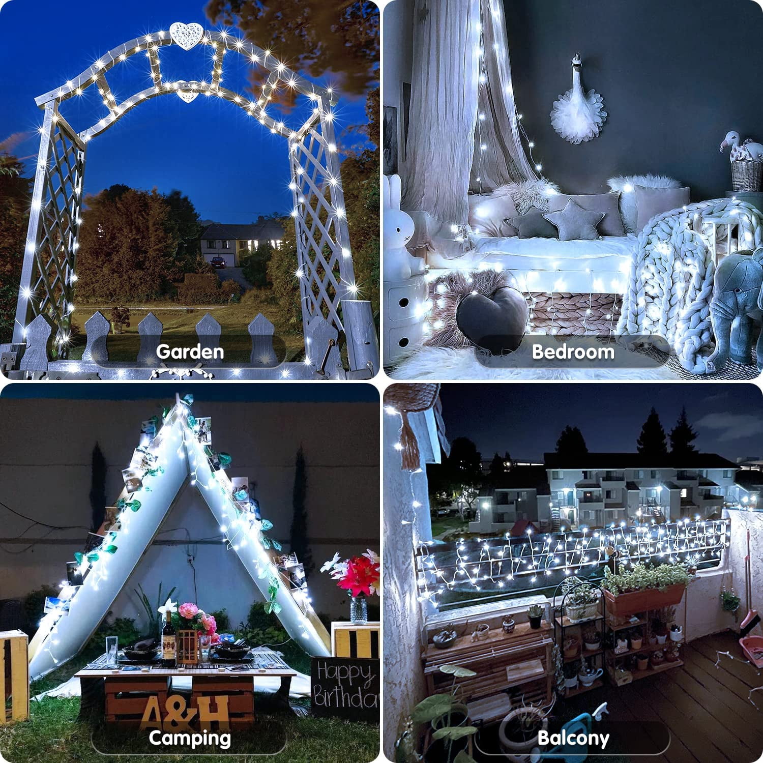 2 Pack White Battery Operated Christmas String Lights, Each 33ft 100 LED Wedding Lights Outdoor Indoor, with 8 Modes Remote Waterproof