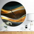 thumbnail image 3 of Designart '3D Gold Waves in Black ' Modern wall clock, 3 of 4