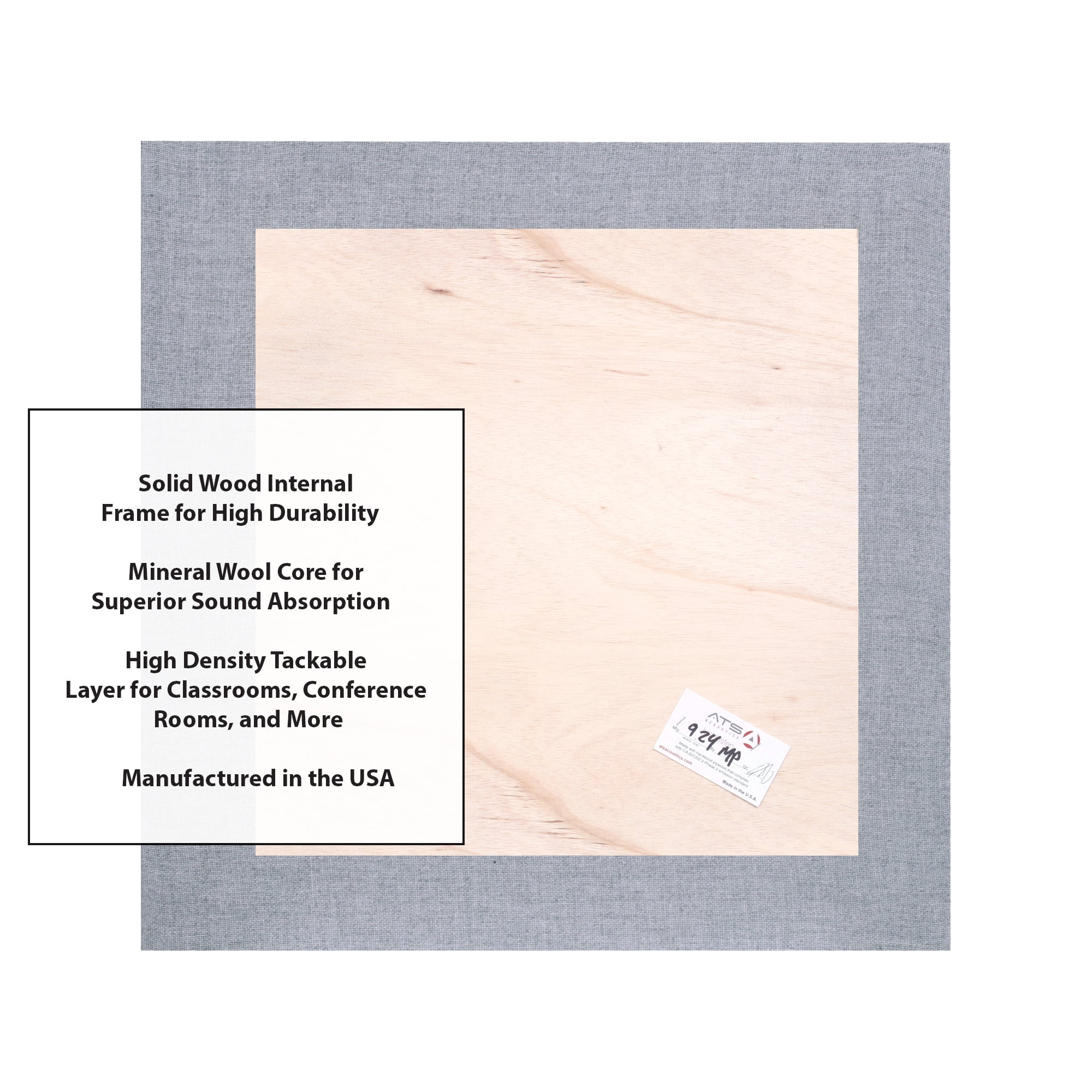 ATS Acoustics Tackable Acoustic Panel 24" x 24" x 4" Sound Absorbing Professional Studio Quality Tack Board Wall Panel (Blue Smoke)