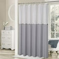 thumbnail image 7 of Farmhouse Linen Blend Shower Curtains Rustic Country Button Color Block Fabric Water Resistant Shower Curtain for Bathroom Washable, 72W x 72L, Grey/White, 7 of 7