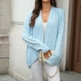 thumbnail image 6 of Womens Knitted Cardigan Long Sleeved Coat Solid Color Blouse Loose Fitting Cardigan Jacket Light Blue S, 6 of 6