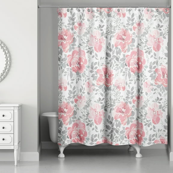 Creative Products Pink And Gray Soft Peonies  71x74 Shower Curtain