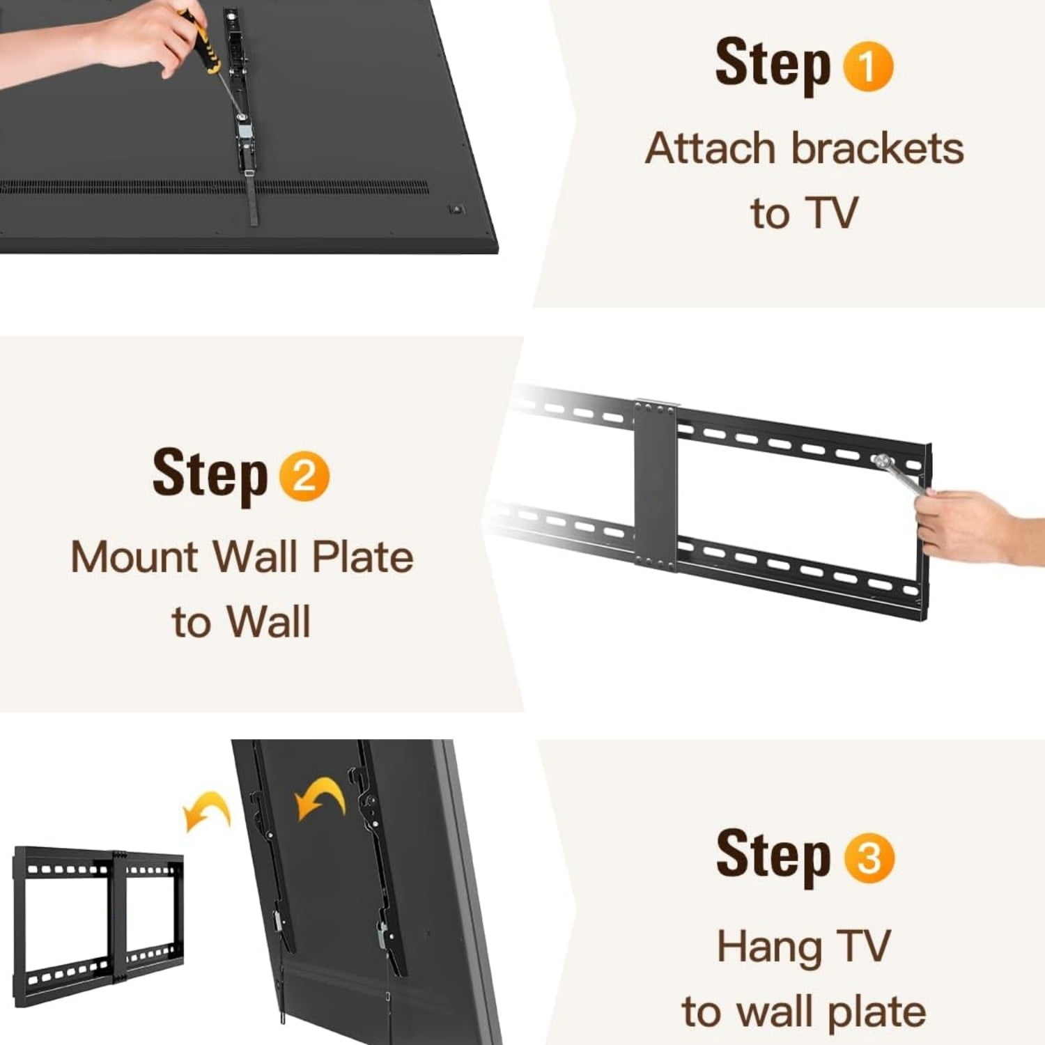 Tilt TV Wall Mount for Most 42-84 inch TV, Universal Tilt TV Mount Wall Bracket with Low Profile Design, Max 800x400mm and 132 LBS, Easy for Centering on 16", 18", 24", 32" Studs