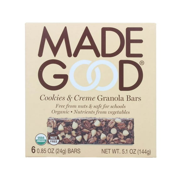 MadeGood - Barres Granola Biologiques Biscuits et Crème - 6 Barres