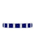 thumbnail image 5 of Rosec Jewels Princess Cut Lab Grown Blue Sapphire Half Eternity Band - Certified Blue Sapphire Diamond Ring - AAAA Quality, 925 Sterling Silver, US 4.00, 5 of 7