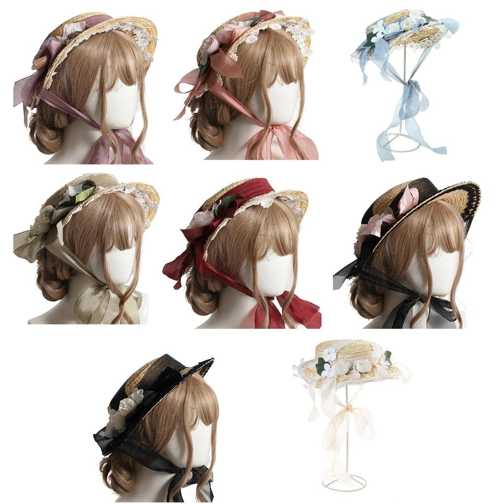 Giaone Girl Vacation Beach Sun Flat Hat Travel Flat Bonnets Summer Straw Weaving Hat