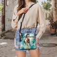 thumbnail image 5 of Kuiaobaty Horse Flowers Print Crossbody Bag for Women, Butterfly Print Leather Shoulder Handbag Crossbody with Adjustable Strap, Lightweight Casual Sling Bag for Travel, Turquoise, 5 of 7