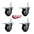 thumbnail image 2 of 3.5 Inch Black Poly Swivel 3/4 Inch Threaded Stem Caster Set with Total Lock BRK, 2 of 2