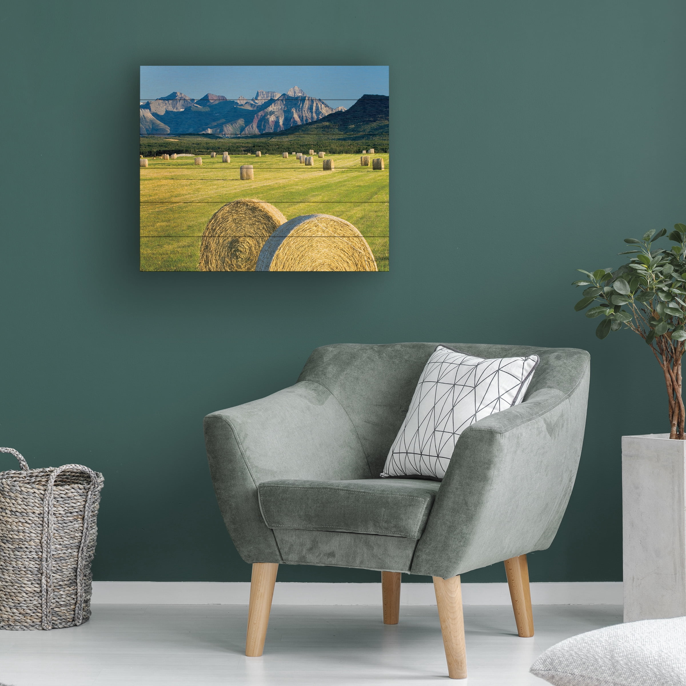 Alan Majchrowicz 'Waterton Hay Bales' Wood Slat Art 18x22