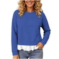 thumbnail image 3 of Women Layered Sweatshirt Sevevn Crew Neck Long Sleeve Fake Two Piece Casual Pullover Tops for Daily Casual Outfits, 3 of 6