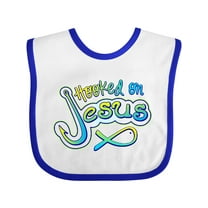 Inktastic Hooked on Jesus Christian Boys or Girls Baby Bib