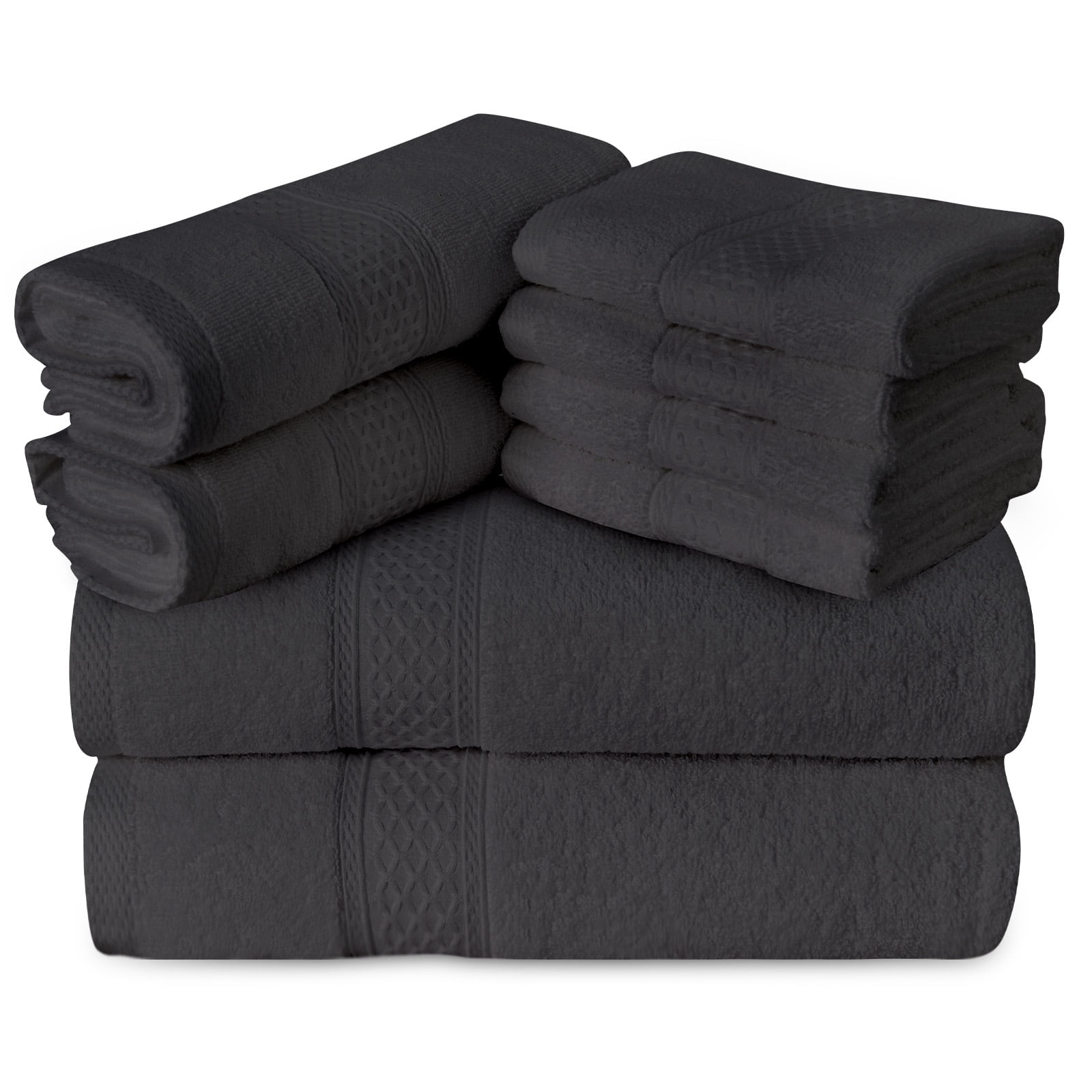 Lot de 8 serviettes de bain 100 % coton très absorbantes, 2 grandes