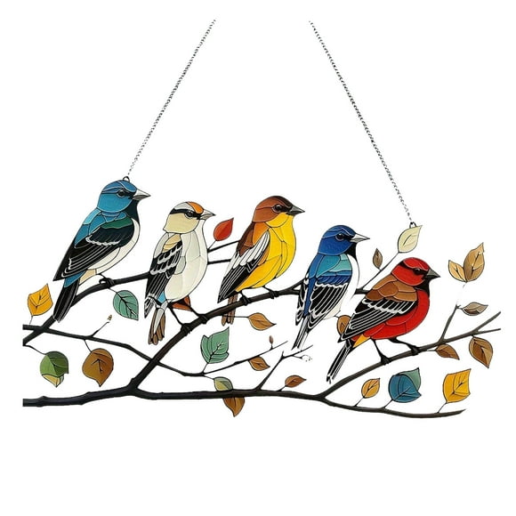 Hearth & Gear Suncatcher Stained Glass Window Acrylic Bird Window Hanging Suncatcher Decorative Beads String Stuff for Lovers Hobby Lobby Easter Christmas Decorations Indoor Garland 6ft Ornament Lot