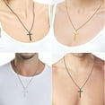 thumbnail image 6 of 14K gold plating Cross Necklace for Men, Silver/Black/Gold/Stainless Steel Cross Pendant Necklace for Men Box Chain Circumference 27.5 Inch, 6 of 8