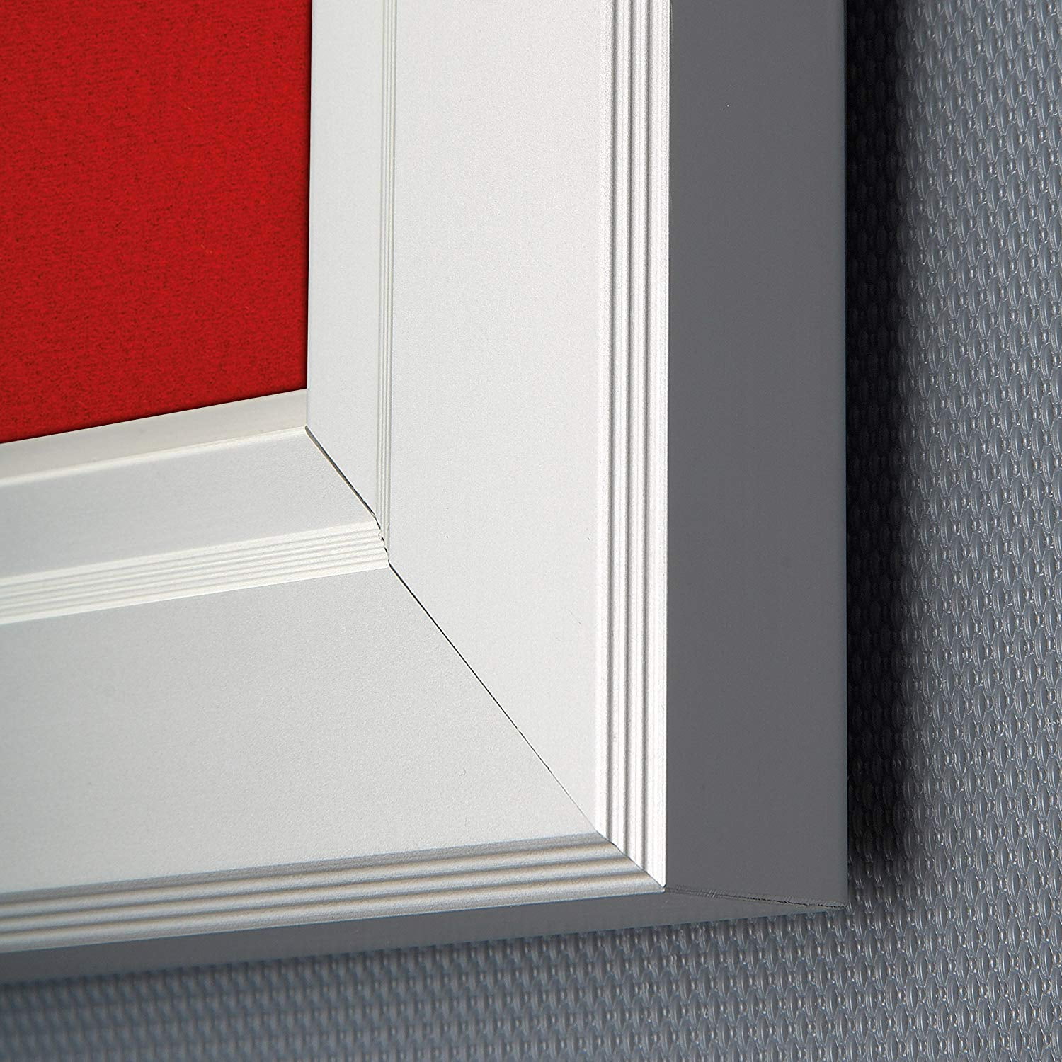 Enclosed Red Felt with Cork Bulletin Board for Outdoor Use, 4x(8.5x11) Inch Paper Size, Lockable Silver Profile, Shatter Resistant Cover, Includes Keys Pins and Mounting Hardware