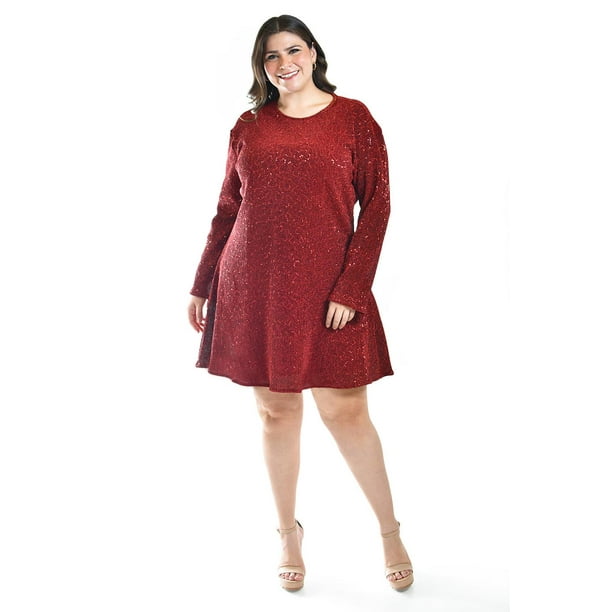 Vestido glitter con lentejuela Roman Fashion /Tallas Extras, 4222 (Rojo) rojo 40