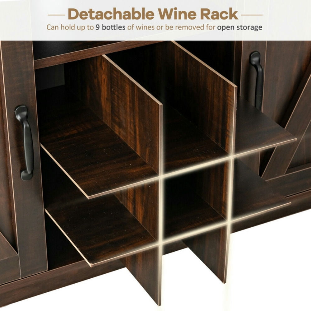Finihen Kitchen Storage Cabinet, Buffet Sideboard, Farmhouse Sideboard with Detachable Wine Rack and Cabinets, for Dining Room, Kitchen, Living Room, Brown Finihen Kitchen Storage Cabinet, Buffet Sideboard, Farmhouse Sideboard with Detachable Wine Rack and Cabinets, for Dining Room, Kitchen, Living Room, Brown
