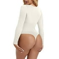 thumbnail image 6 of Viluyesy Womens Long Sleeve Shapewear, Seamless Tight Fit Tummy Control Scoop Neck Yogo Sculpting Butt Bodysuit White XL, 6 of 6