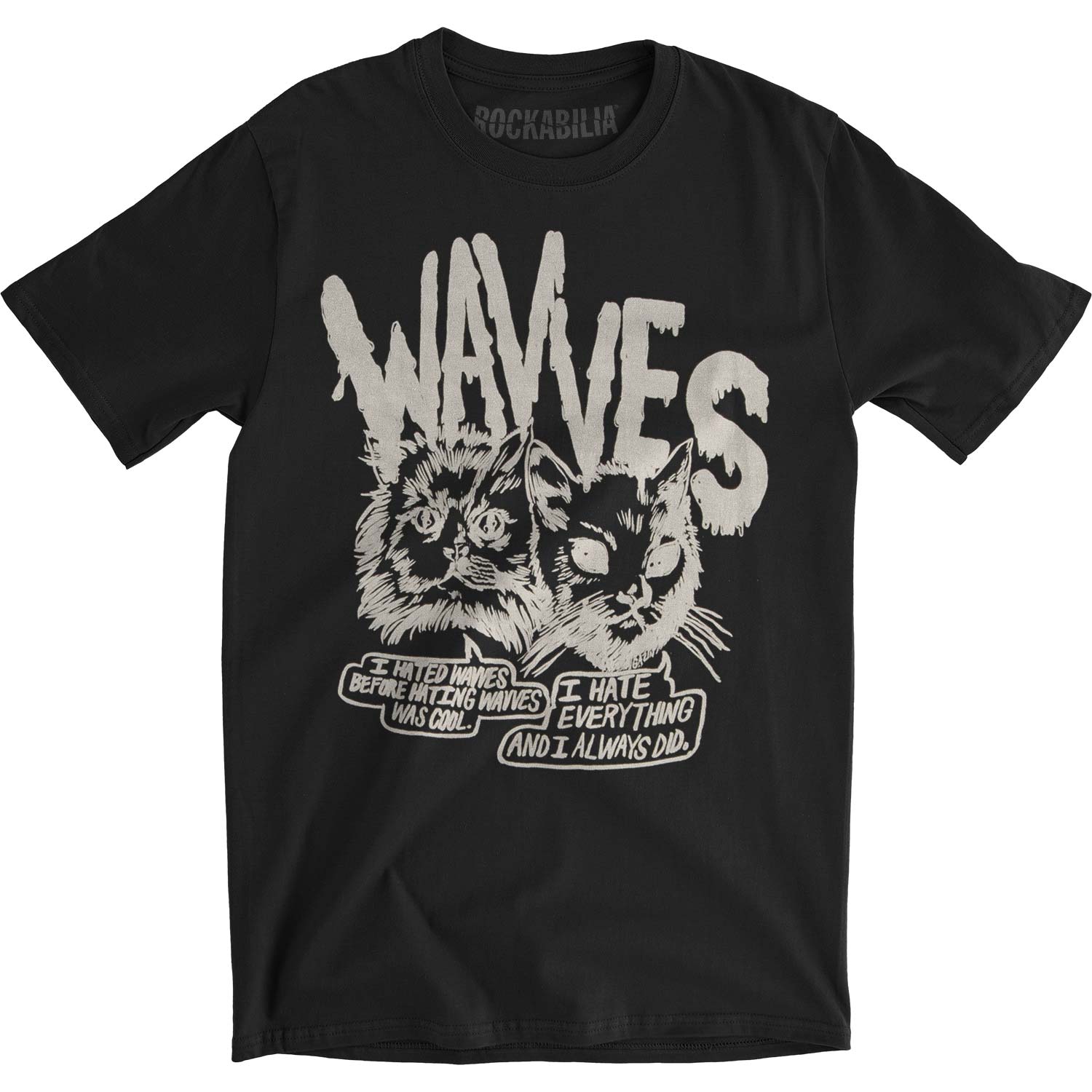 Wavves Men's Cynical Cats Slim Fit Tshirt Small Black