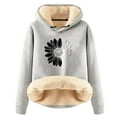 thumbnail image 2 of Lined Hoodies for Women 2025 Winter Long Sleeve Chrysanthemum Graphic Hooded Sweatshirt Pullover Tops, 2 of 3