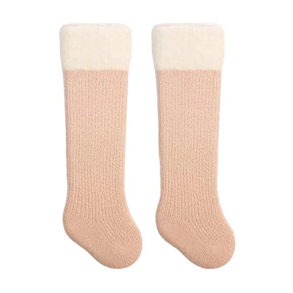 Eltusu Baby Girls Knee High Socks, Cotton Stretch Winter Tight School Uniform Socks Pink Size 6-12 Months