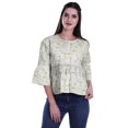 thumbnail image 4 of Moomaya T-Shirt à Col Rond pour Femmes à Manches Évasées, Haut Court en Coton Imprimé, Haut Décontracté, 4 of 4