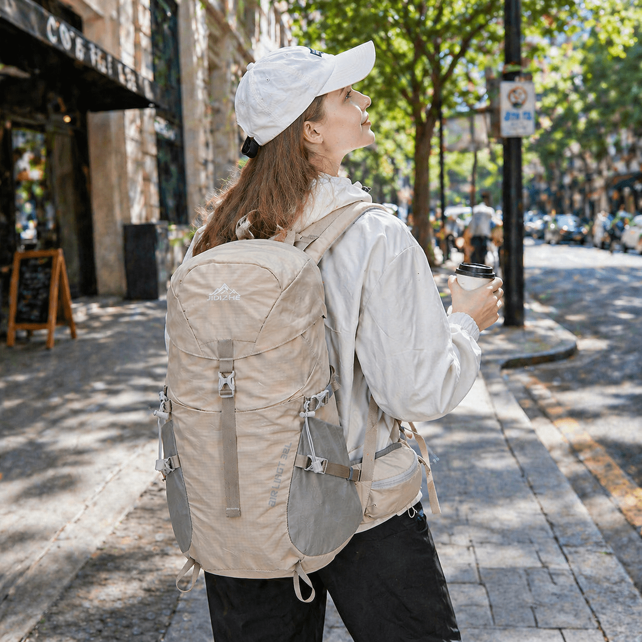 JIDIZHE 32L Polar Explorer Hiking Backpack, Lightweight Water-Resistant Outdoor Travel Backpack for Men & Women,Grey