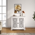 thumbnail image 4 of Antique White Vintage Accent Cabinet with 2 Carving Doors - Multi-Purpose Buffet Server Console for Home Storage, 4 of 8