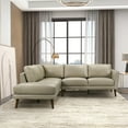 thumbnail image 3 of Paisley Genuine Leather L-Shaped Pillow Back Left-Facing Sectional in Cream, 3 of 6