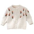 thumbnail image 1 of Hukapapa, suéter de invierno para niña, nuevo cárdigan bordado de punto para bebé, abrigo, ropa de lana para bebé, blanco 90cm, 1 of 5