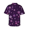 thumbnail image 3 of Daiia Purple Snow Flakes Hawaiian Shirt for Men Gentle Cotton Regular Short Sleeve Casual-Large, 3 of 9
