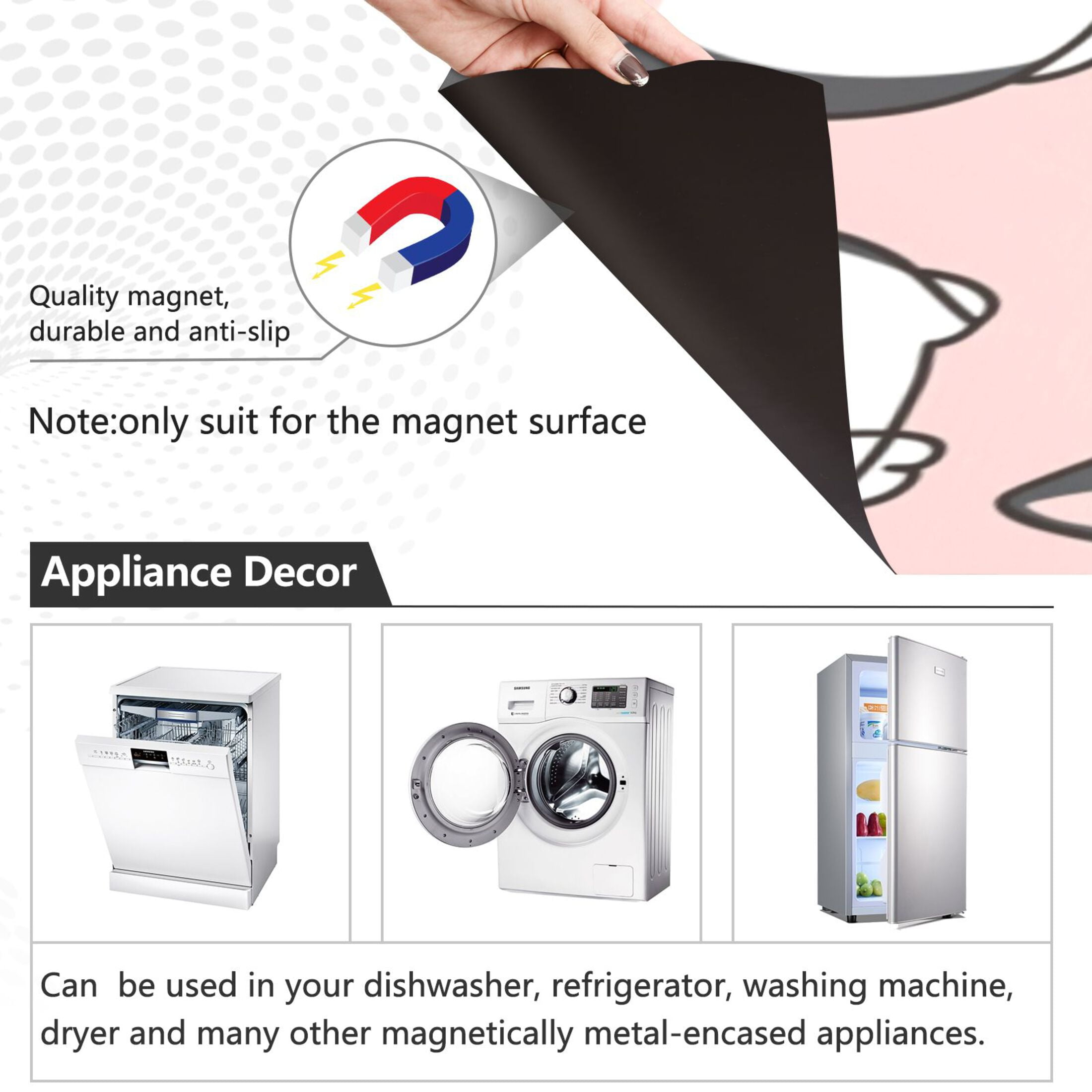 Dishwasher Magnetic Sticker 23x26 Inch Refrigerator Magnetic Sticker Washing Machine Magnetic Sticker Kitchen Panel Magnetic Sticker Home Decor Cute Kitten Seamless