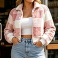 thumbnail image 5 of SZJXBUY Women's Lightweight Athletic Jacket Plus Size Cozy Plaid Collared Zip Up Cropped Jackets Casual Winter Warm Long Sleeve Coats Outerwear Pink,XXXXXL, 5 of 7