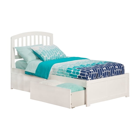 Twin XL Platform Bed with Drawers - Modern Design, White Finish, Underbed Storage
