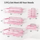 thumbnail image 2 of Estante organizador de ducha (paquete de 5), cesta adhesiva de pared para baño, soporte para champú de acero inoxidable, juego de decoración para baño femenino, color rosa, 2 of 5