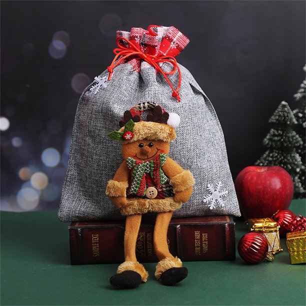Puntoco Bolsa de retícula navideña Muñeca en Relieve Decoración Colgante Linda Bolsa de Almacenamiento Relleno de Caramelo Regalo para niños Familiares Árbol de Navidad Papá Noel Almacenamiento