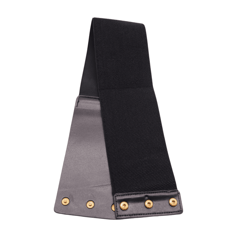 Women Wide Black Stretch Band Fashion Belt Silver  display picture 3