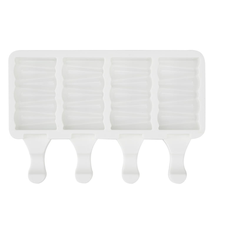 Restaurantware Pastry Tek Silicone Cylinder Popsicle Mold - 4-Compartment - 10 Count Box, White