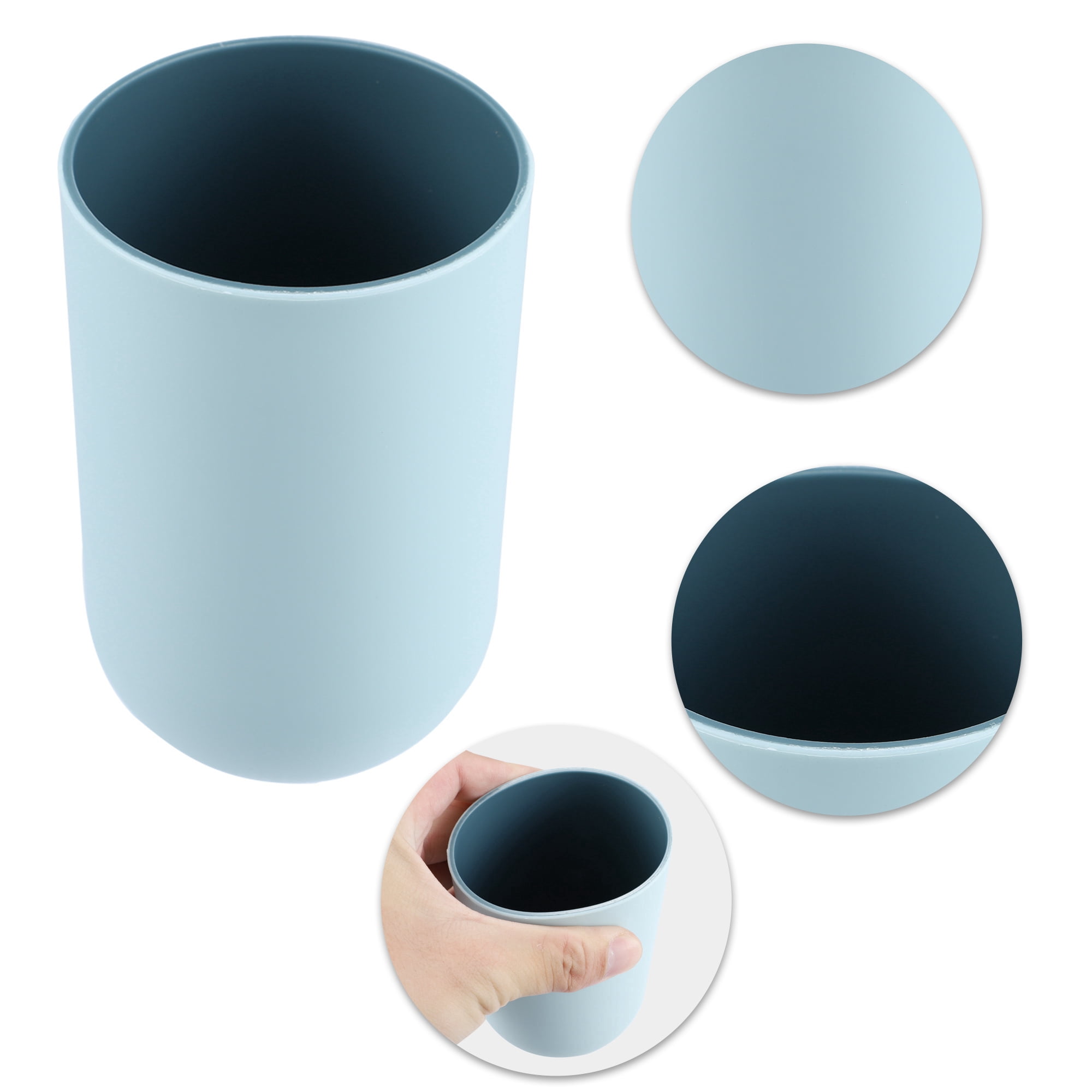 Unique Bargains 2Pcs Bathroom Cups Tumblers Toothbrush Cup 4.33''x2.76'' 350ml Blue, Gray