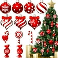 Tsseiatte Christmas Ball Candy Cane Lollipop Wooden Tree Ornaments