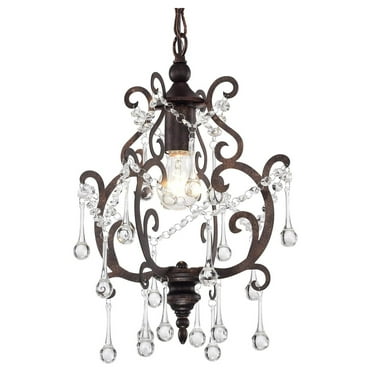 DyGTyX Crystal Pendant 1 Light Glam Lighting Fixture, Antique Copper Finish, Raindrop Crystals, Adjustable Hanging Ceiling Light for Girls Room, Kitchen, Bedroom, Entryway, Hallway…