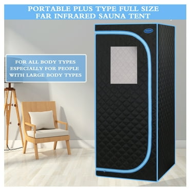Far Infrared Sauna Tent - Portable Full Size Spa for Home Use - Detox & Relaxation - Easy Install - FCC Certified - Black/Blue Black   Polyester